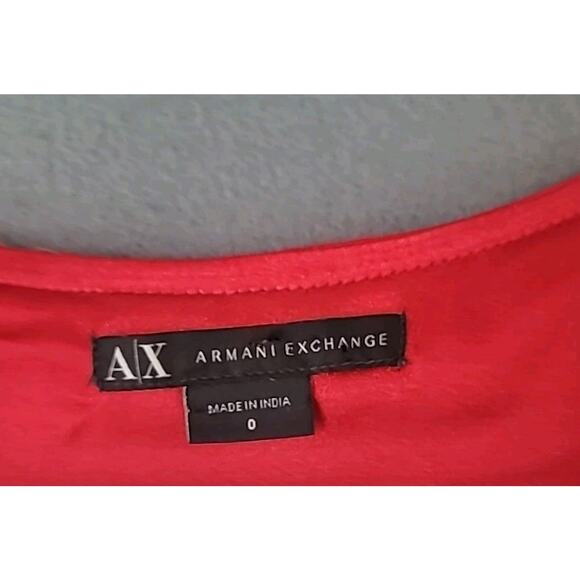 AX Armani Exchange Red Sleeveless Dress Size 0 Gold Buttons Black Belt NWOT - Picture 3 of 9